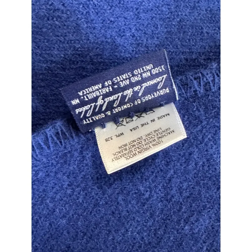 Vintage Faribo Virgin Wool Royal Blue Wool Blanket Bound Edges 66